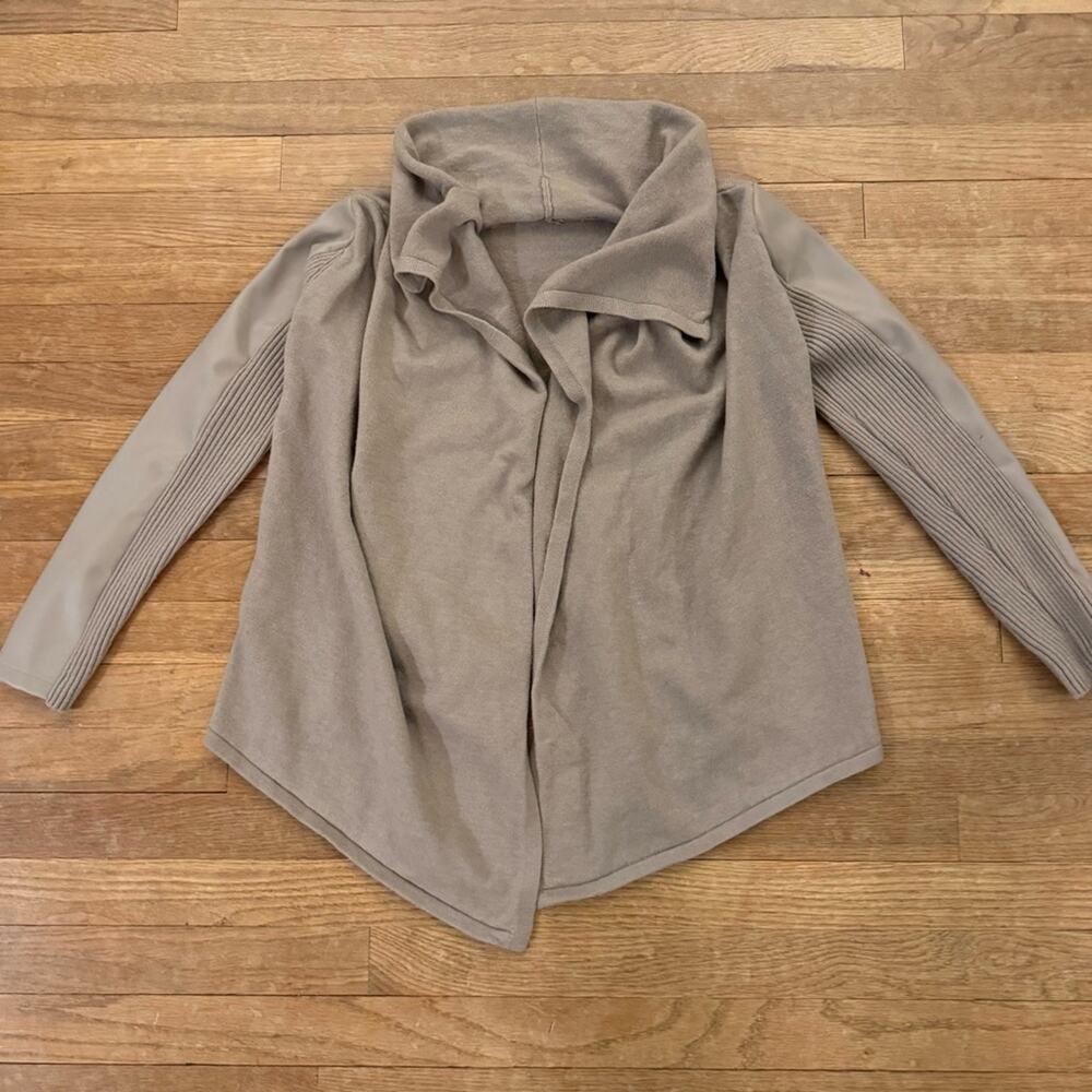 Simply Vera tan cowl neck long sleeve open front sweater size XS b51